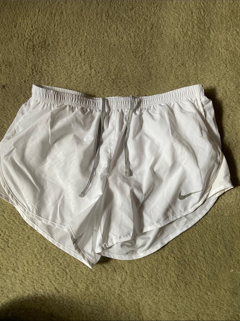 Nike Women's White Athletic Running Shorts with Reflective Swoosh